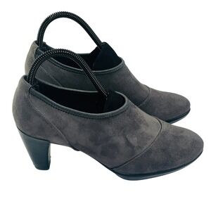 ECCO Shape 55 Plateau Shootie Womens 8/39 Gray Suede Ankle Slip On Heel Booties